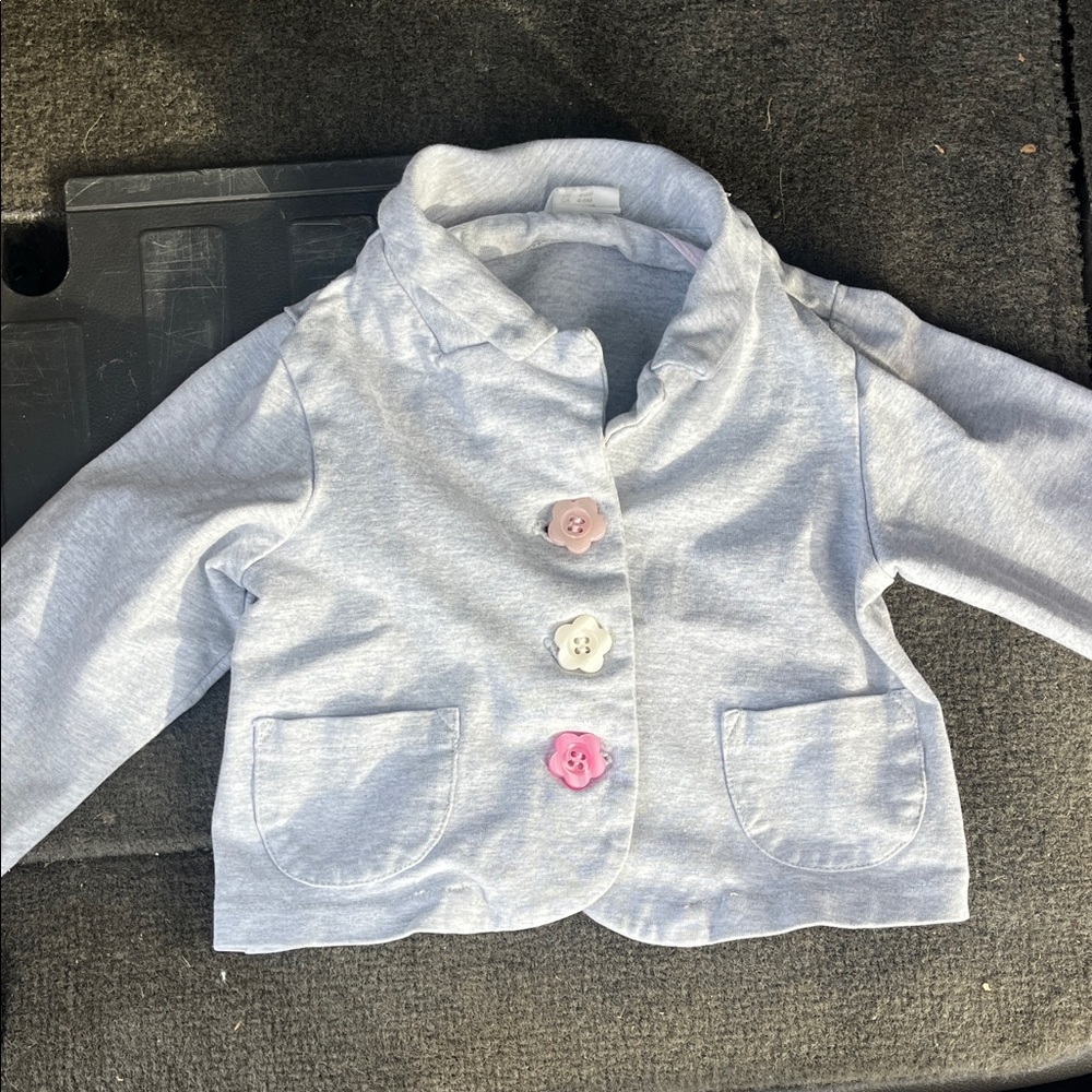 H&M Kids Light Gray Jacket with Colorful Buttons